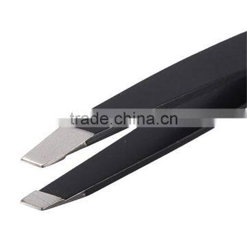 2016 High Quality Lowest Price Black High Quality Stainless Steel Slanted Tip Eyebrow Tweezer Hair Removal Makeup Clip Tool photo-2