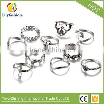 New Hollow Turkish Hand Ring Sets Geometric Silver Knuckle Ring for Women Vintage Jewellery photo-3