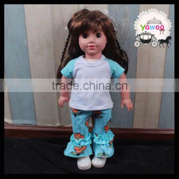 Yawoo short sleeve tops and floral ruffle pants doll outfits 18 inch toy doll clothes baby doll clothes