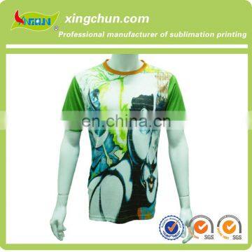 Scrawl dye sublimation printed top T shirts for your custom made in china on 100% Polyester