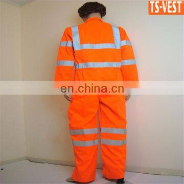 Factory direct polyester long sleeve safety coverall reflective working clothing