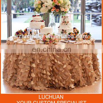 Customized Color Taffeta Petal Round Wedding Table Cloth