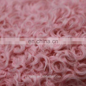 55x110cm dusty pink Kalgan Lamb Skin Luxury Fur medium curls for Pillow Cushion Home Decor