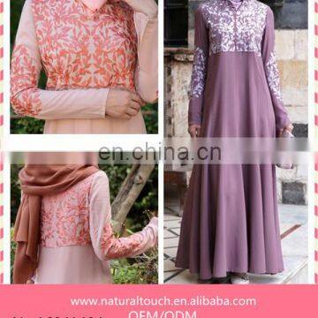 New Arrival Embroidery Gown Fashion Elegant Long Sleeves Muslim Long Dress For Women photo-2