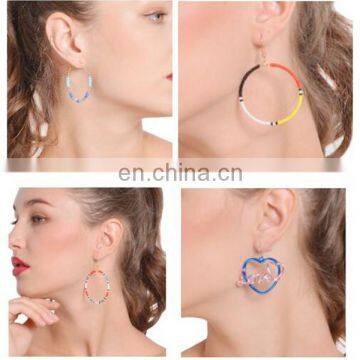 Fashion Women Jewelry New Colorful Resin Beads Hoop Earrings