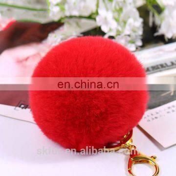 Factory wholesale high quality real rex rabbit fur pompon keychain