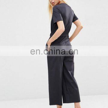 Fashion High Quality Short Sleeve V Neck Wrap Front Jumpsuit Uniform Women photo-3