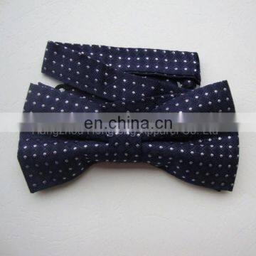 Pre tied 100% Silk Woven Bow Tie with Dark Blue Color