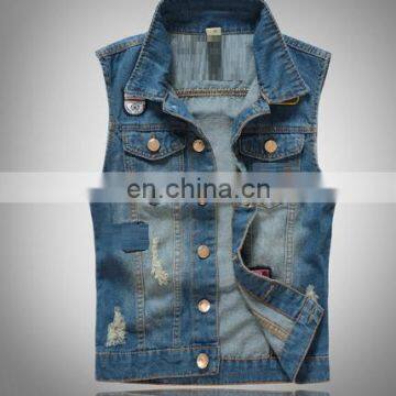 wholesale distressed denim jackets -2017 Fashion and Cool sleeveless Denim Jacket