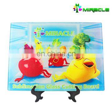 Customized kitchen tempered sublimation glass chopping board hot sale