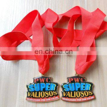 SUPER VALIOSOS TRABAJANDO FOR DAR VALOR FULL PRINTING LOGO DIE CUT MEDAL WITH RED RIBBON