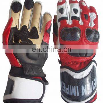 Top Quality Genuine Cow hide Genuine Leather Racing Gloves Full Protection for Rider 2017