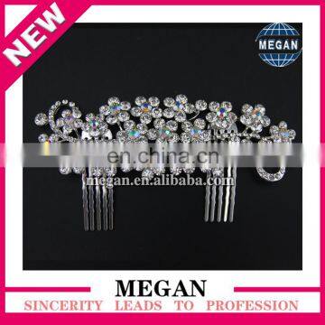 Charming New Design Flower Princess Wedding Hair Accessories Rhinestone Crown Comb For Bridal