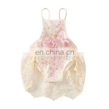 2020 Wholesale Baby Girls Romper Embroidered Flowers Cotton Babys Jumpsuits