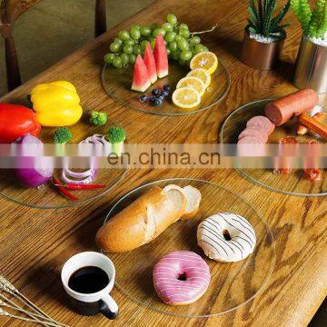 Round Clear Tempered Glass Cutting Board Set, 4 Pcs, 11.75-inch Tableware Kitchen Decorative Trays With Non-slip Legs