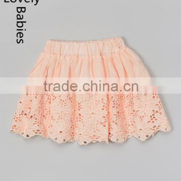 Baby clothes factory top model kids fancy pink floral lace skirt