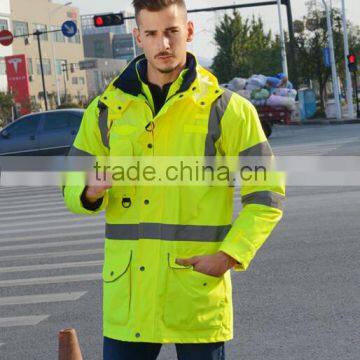 Waterpoof Yellow Winter Warm High visibility Reflective Safety Jacket