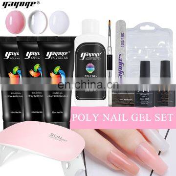 Yayoge 9Pcs/set Poly-gel Set Quick Nail Builder UV LED Easy Use Gel Kit Nail Art Set DIY Extension