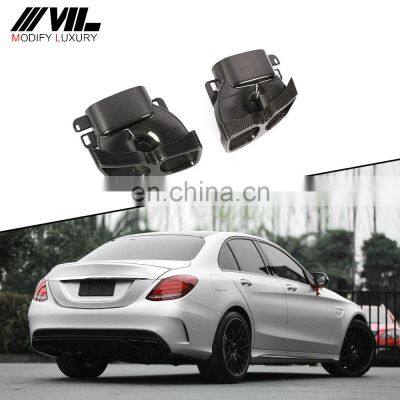 B Style Carbon Fiber Exhaust Tips for Mercedes Ben z C-Class C63 AMG 2-Door 4-Door 15-18