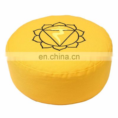 Chakra embroidered non pleated meditation pillow zafu