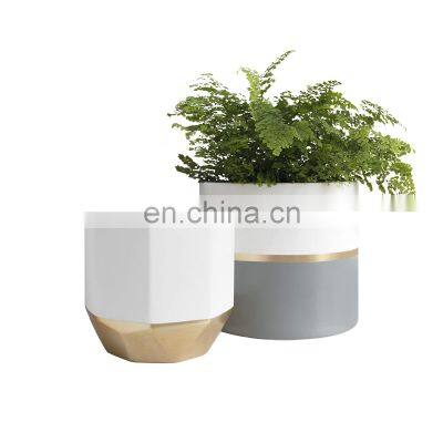 Custom Bonsai Modern Gold indoor outdoor garden ceramic succulent Planter Plant Flower Pot with Drainage Hole for Home decor