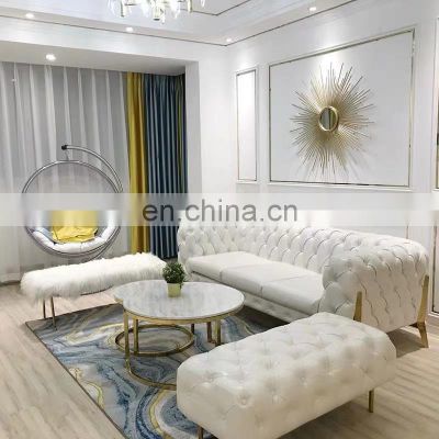 Factory Support Customized Living Room Genuine Leather Sofa Sets Luxury Modern Marble Top Furniture