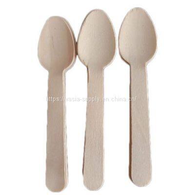 Wholesale High Quality Birch Wood Ice Cream Dessert Tasting Spoon in Bulk
