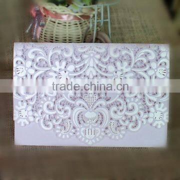 White Ideal Wholesale Laser Cut Pocket Wedding Invitations