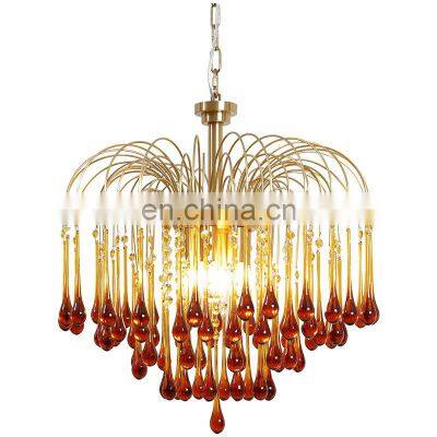 Villa Wedding Bedroom Decoration Pendant Light Modern Living Room Dining Water Drop Luxury Glass Chandelier