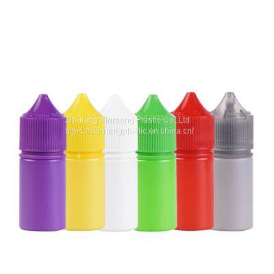 Colorful 30ml short V3 E-liquid bottle childproof flat cap squeeze plastic pet e-juice vape oil dropper bottle