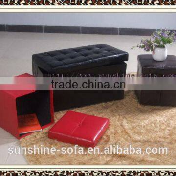 Leather Bed End Folding Stool With Drawer photo-5