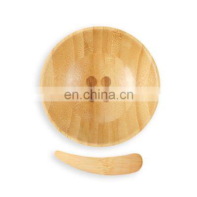 New Designed 100% Natural Bamboo Makeup Bowl Cosmetic Bowl With Flat Spatula Set