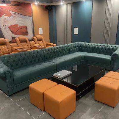 High-end villa home theater sofa movie hall luxury function leather combination electric sofa audio-visual room sofa