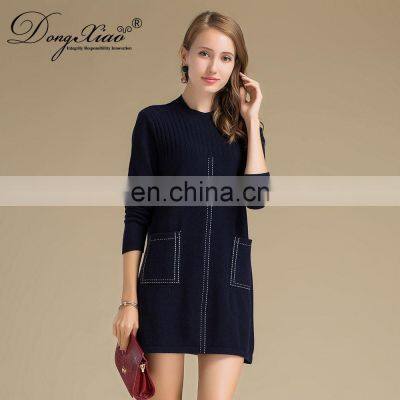 OEM Casual Long Woman Pullover High Quality Cashmere Wool Knit Sweater