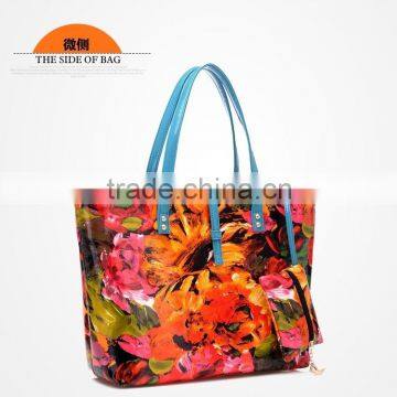 Colorful Big Flowers PU Leather for Bags, Cases and Shoes