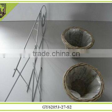 new home decoration rattan willow baskets with iron shelf