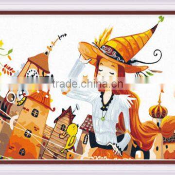 Carton girl digital DIY oil painting for home decor by numbers