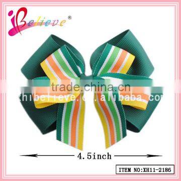 2015 New arrival elegant hair accessories grosgrain ribbon cheerleading bow hair clip