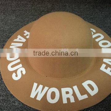 Fashion Korean FAMOUS WORLD Printed Wide Brim Lady Women's Dome Fedora Bucket Caps