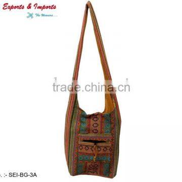 Hippie fabric bags colourful jhola bags popular hobo canvas bags in multi color from manufacturer