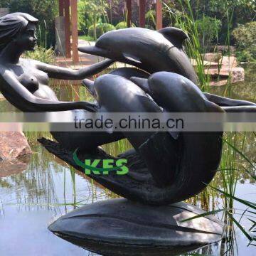 Bronze dolphins fountain for villa house decor sculpture