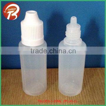 20ml plastic LDPE E-cigarette liquid bottle stubby tip &childproof PLUG-2