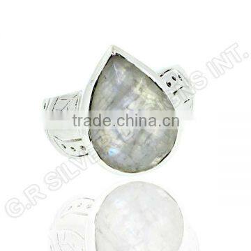 Rainbow Moonstone Gemstone Jewelry,925 Sterling Silver Women Rings Jewelry photo-2