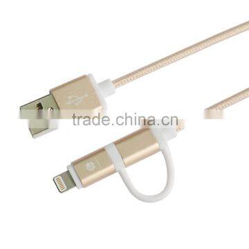 Sync Charge Cable for Iphone 6 plus MFI certified 2 in 1 micro usb cable