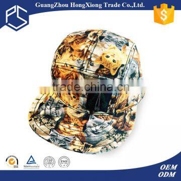 Promotional high quality custom cute little cat baby flat cap short brim cap