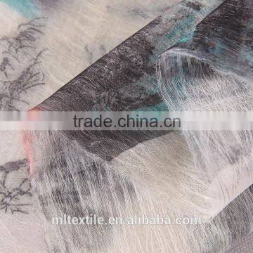 High Quality 100% Polyester Snowflake Printed Organza Fabric For Curtain Fabric photo-3