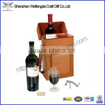 Fashion Unique Design Handmade brown leather wine carrier