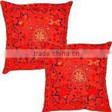 Embroidery Mirror Work Cotton Case Pillow Cushion Cover