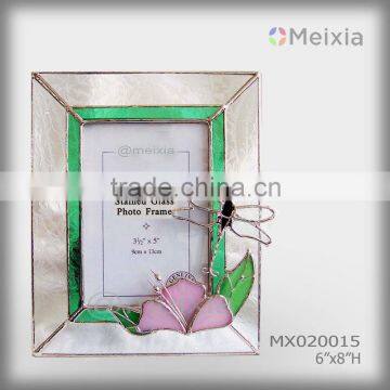 MX020015 china wholesale tiffany style stained glass photo frame for home decoration item