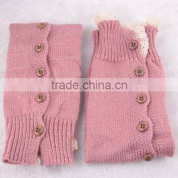 Boot Cuff Leg Warmer in Colors With Lace, Knitted Boot Cuffs With Button, Knee High Socks, Boot Topper, Boot Cuff Accessories photo-4
